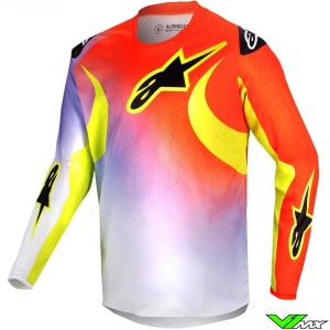 Alpinestars Racer Lucent 2024 Kinder Cross shirt - Wit / Neon Rood / Fluo Geel