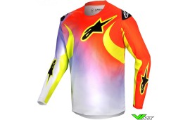Alpinestars Racer Lucent 2024 Kinder Cross shirt - Wit / Neon Rood / Fluo Geel