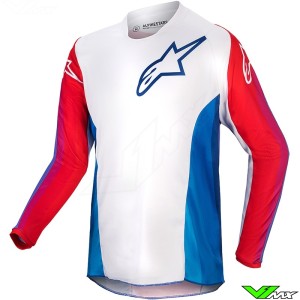 Alpinestars Racer Pneuma 2024 Youth Motocross Jersey - Blue / Mars Red / White