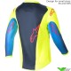 Alpinestars Racer Hoen 2024 Kinder Cross shirt - Fluo Geel / Blauw / Nacht Navy