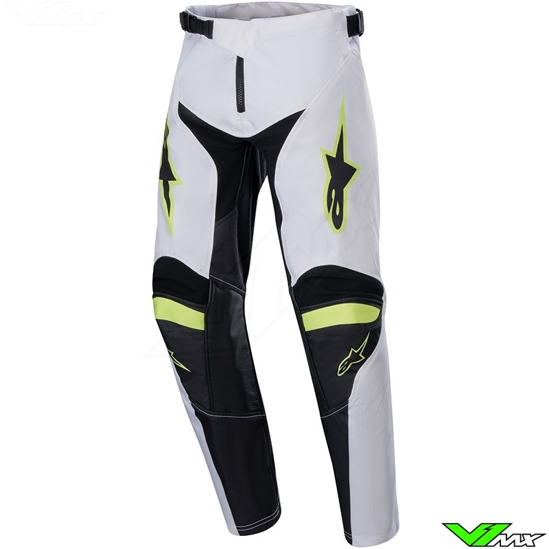 Alpinestars Racer Lucent 2024 Youth Motocross Pants - White / Neon Red / Fluo Yellow