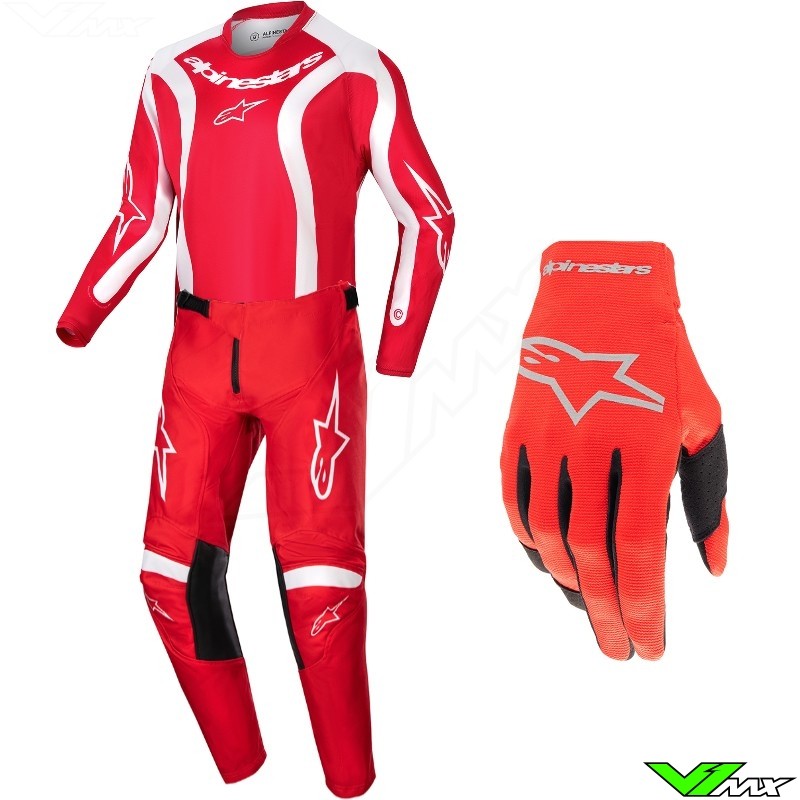 Alpinestars Racer Lurv 2024 Youth Motocross Gear Combo - Mars Red / White