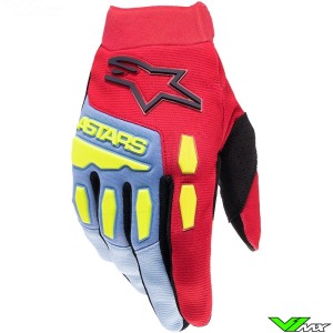 Alpinestars Full Bore 2024 Youth Motocross Gloves - Light Blue / Red Berry