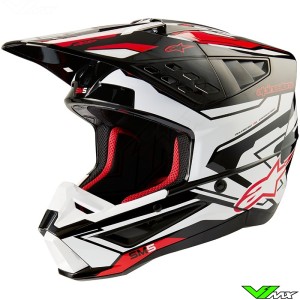 Alpinestars S-M5 Action 2 Crosshelm - Zwart / Wit / Fel rood