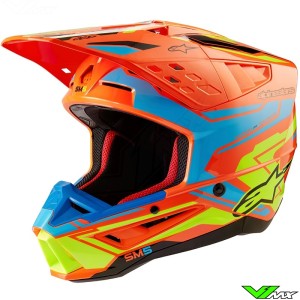 Alpinestars S-M5 Action 2 Motocross Helmet - Fluo Orange / Cyaan / Fluo Yellow