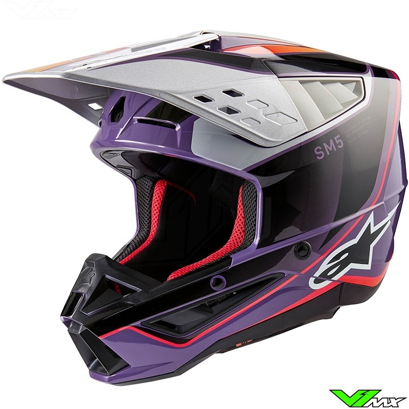 Alpinestars S-M5 Sail Motocross Helmet - Violet / Black / Silver