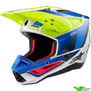 Alpinestars S-M5 Sail Motocross Helmet - Fluo Yellow / Enamel Blue / Silver