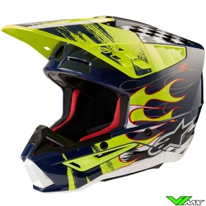 Alpinestars S-M5 Rash Motocross Helmet - Night Navy / Fluo Yellow