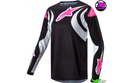 Alpinestars Fluid Stella 2024 Women Motocross Jersey - Black / White / Pink