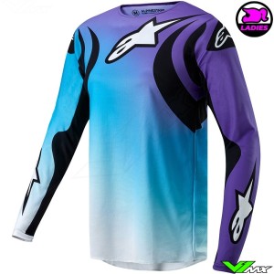 Alpinestars Fluid Stella 2024 Cross shirt voor dames - Turquoise / Paars (S)