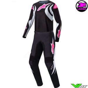 Alpinestars Fluid Stella 2024 Women Motocross Gear Combo - Black / White / Pink