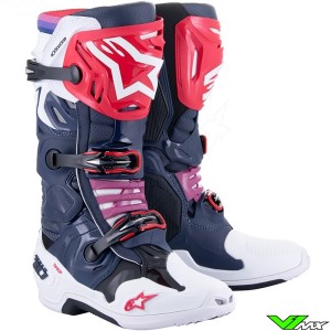 Alpinestars Tech 10 Supervented Crosslaarzen - Nacht Navy / Wit / Regenboog