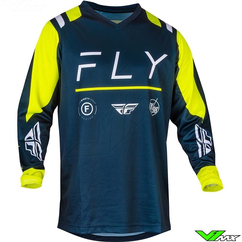 Fly Racing F-16 2024 Cross shirt - Navy / Fluo Geel