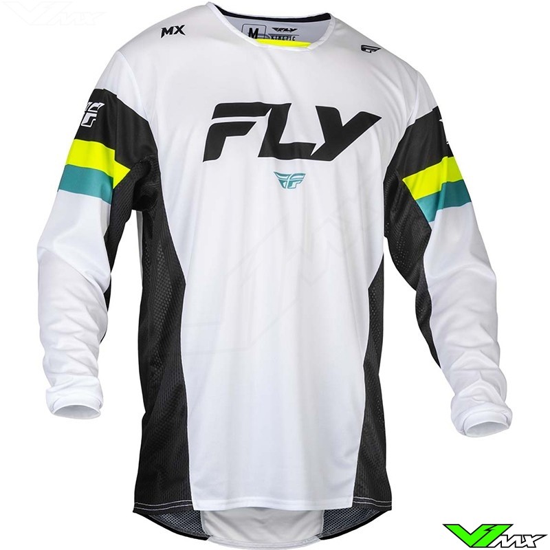 Fly Racing Kinetic Prix 2024 Cross shirt - Wit / Zwart / Fluo Geel