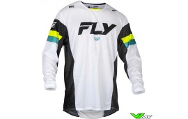 Fly Racing Kinetic Prix 2024 Motocross Jersey - White / Black / Fluo Yellow
