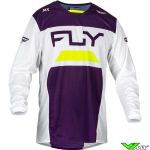 Fly Racing Kinetic Reload 2024 Cross shirt - Diep Paars / Wit / Fluo Geel