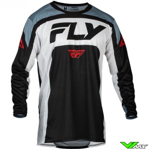 Fly Racing Lite 2024 Motocross Jersey - Black / White / Denim Grey