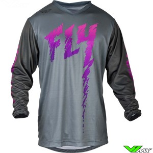 Fly Racing F-16 2024 Youth Motocross Jersey - Grey / Charcoal / Pink