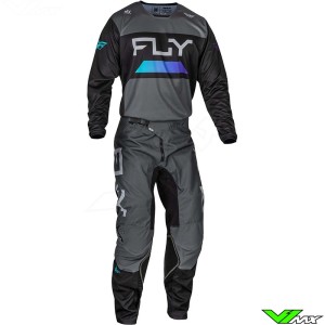 Fly Racing Kinetic Reload 2024 Motocross Gear Combo - Charcoal / Black / Blue