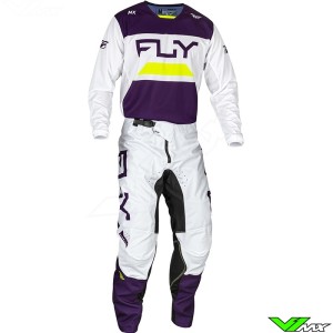 Fly Racing Kinetic Reload 2024 Motocross Gear Combo - Deep Purple / White / Fluo Yellow