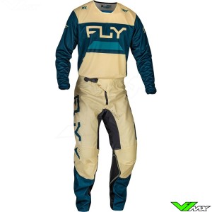 Fly Racing Kinetic Reload 2024 Motocross Gear Combo - Ivory / Navy / Cobalt
