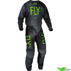 Fly Racing Kinetic Prodigy 2024 Kinder Crosspak - Charcoal / Neon Groen / Blauw