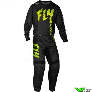Fly Racing F-16 2024 Youth Motocross Gear Combo - Black / Neon Green