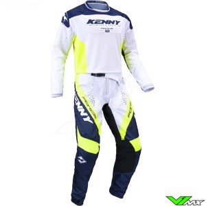 Kenny Track Force 2024 Motocross Gear Combo - Navy / White / Fluo Yellow