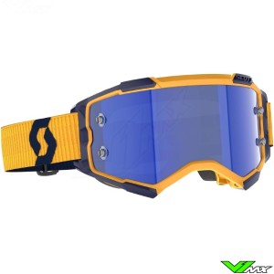 Scott Fury Crossbril - Donker Geel / Blauw / Blauw Chrome Lens