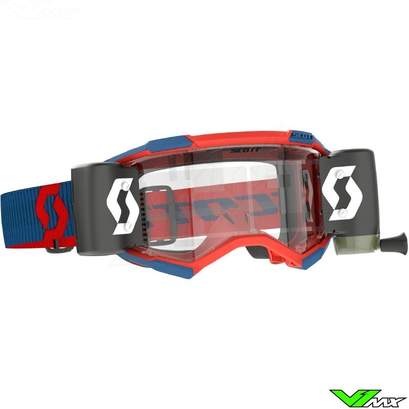 Scott Fury WFS Motocross Goggles with Roll-off - Dark Blue / Neon Red