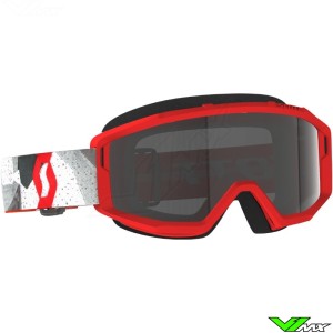 Scott Primal Sand Dust Motocross Goggle - White / Red / Dark Lens