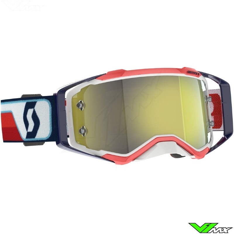 Scott Prospect Motocross Goggle - Red / White / Yello Chrome Lens