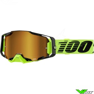 Motocross Goggle 100% Armega Fluo Yellow - Gold Mirror Lens
