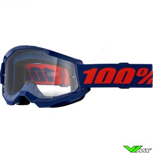 Motocross Goggle 100% Strata 2 Navy - Clear Lens
