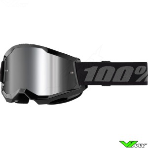 Motocross Goggle 100% Strata 2 Black - Silver Mirror Lens