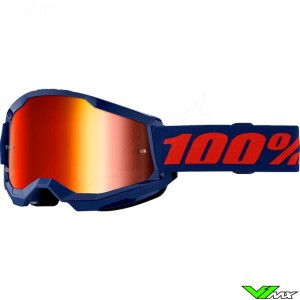 Motocross Goggle 100% Strata 2 Navy - Red Mirror Lens