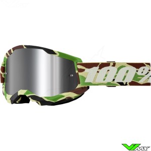 Motocross Goggle 100% Strata 2 War Camo - Silver Mirror Lens