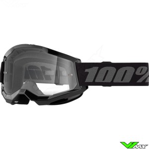 Youth Motocross Goggle 100% Strata 2 Youth Black - Clear Lens