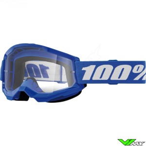 Youth Motocross Goggle 100% Strata 2 Youth Blue - Clear Lens