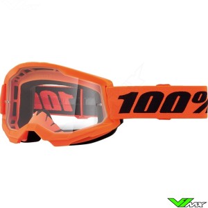 Youth Motocross Goggle 100% Strata 2 Youth Neon Orange - Clear Lens