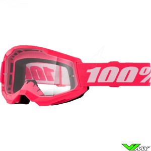 Youth Motocross Goggle 100% Strata 2 Youth Pink - Clear Lens