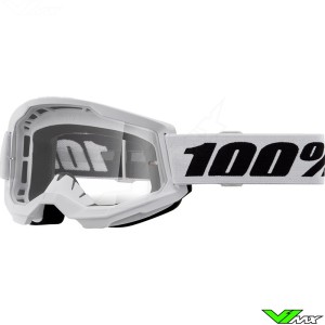 Youth Motocross Goggle 100% Strata 2 Youth White - Clear Lens
