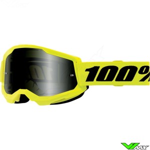 Motocross Goggle 100% Strata 2 Sand Neon Yellow - Dark Lens