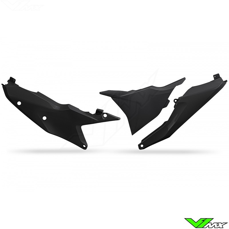 UFO Side Number Plates with Airbox Cover Black - KTM