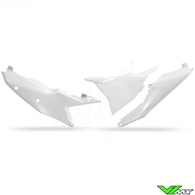 UFO Side Number Plates with Airbox Cover White - KTM
