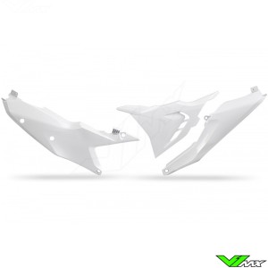 UFO Side Number Plates with Vented Airbox Cover White - KTM