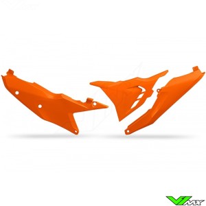 UFO Side Number Plates with Vented Airbox Cover Orange - KTM