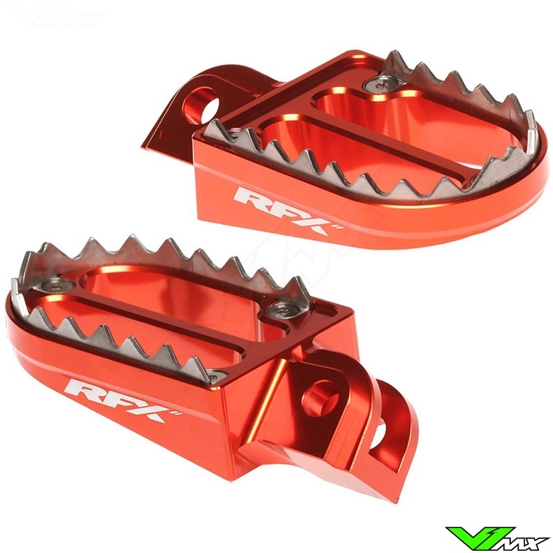 RFX Pro Footpegs Shark Teeth Orange - KTM 85SX