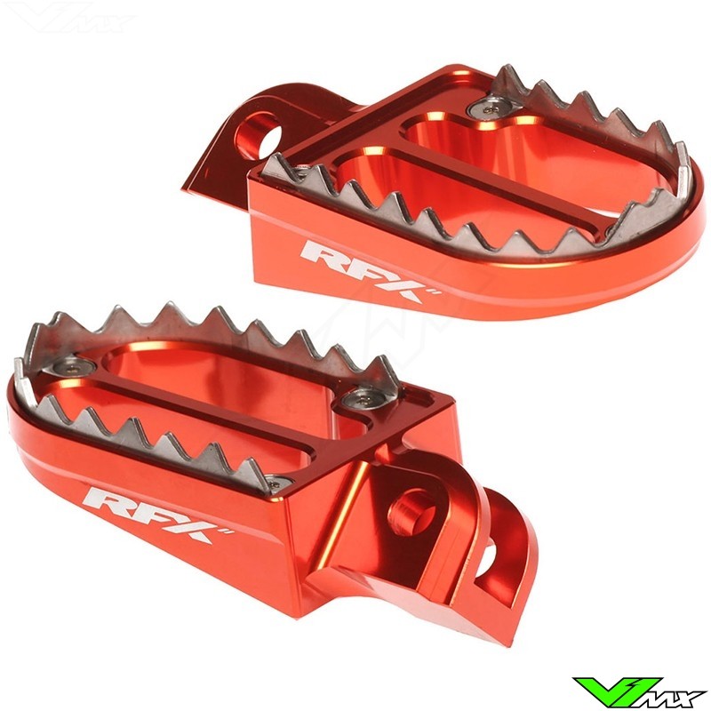 RFX Pro Footpegs Shark Teeth Orange - KTM 85SX