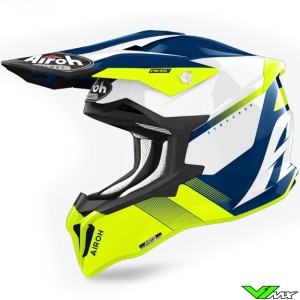 Airoh Strycker Blazer Motocross Helmet - Fluo Yellow / Blue